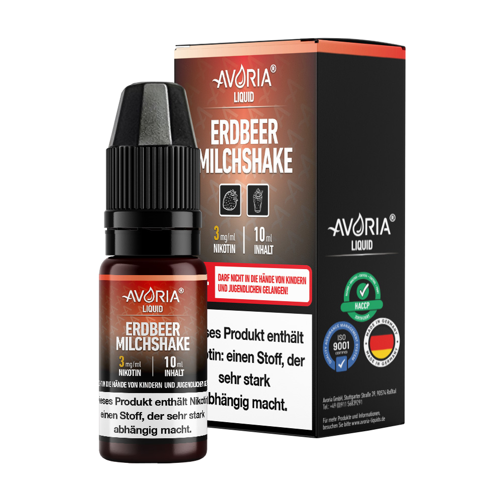 Avoria - 10ml E-Zigaretten Liquid - Erdbeer-Milchshake