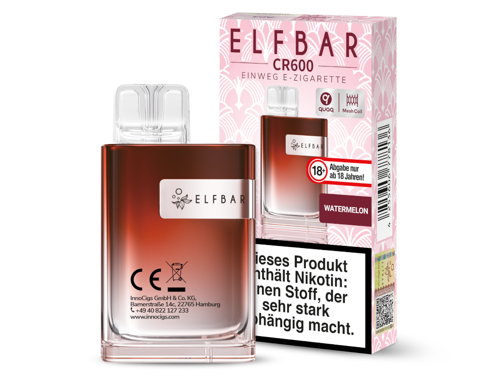 Elfbar - CR600 Einweg E-Zigarette - Watermelon Peach