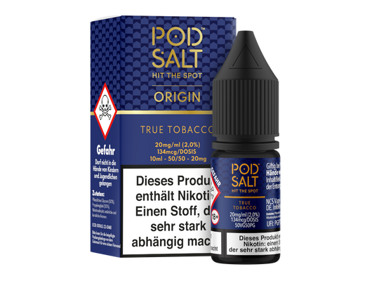 Pod Salt Origin - True Tobacco - Nikotinsalz Liquid 10ml