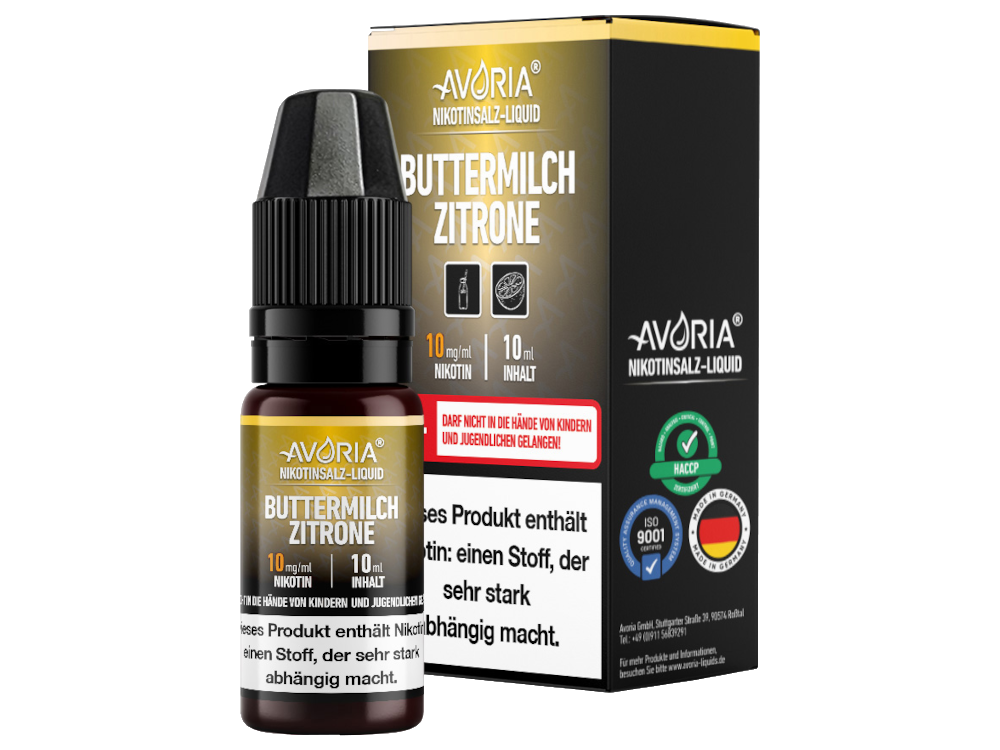 Avoria - Nikotinsalz Liquid 10ml - Buttermilch-Zitrone