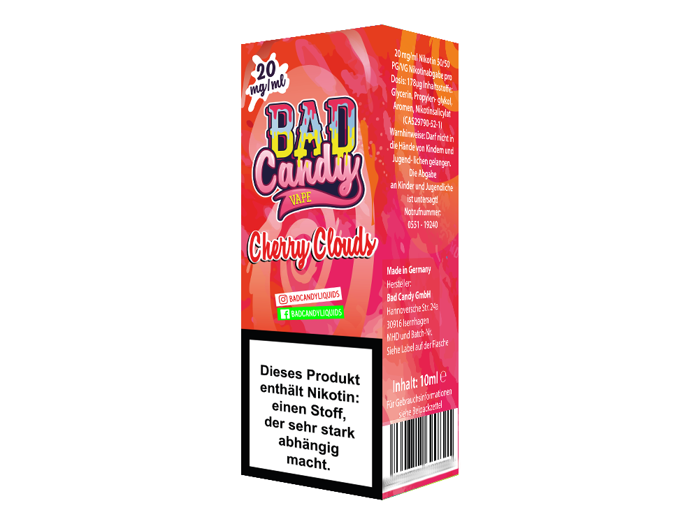 Bad Candy Liquids - Cherry Cloud - Nikotinsalz Liquid 10ml