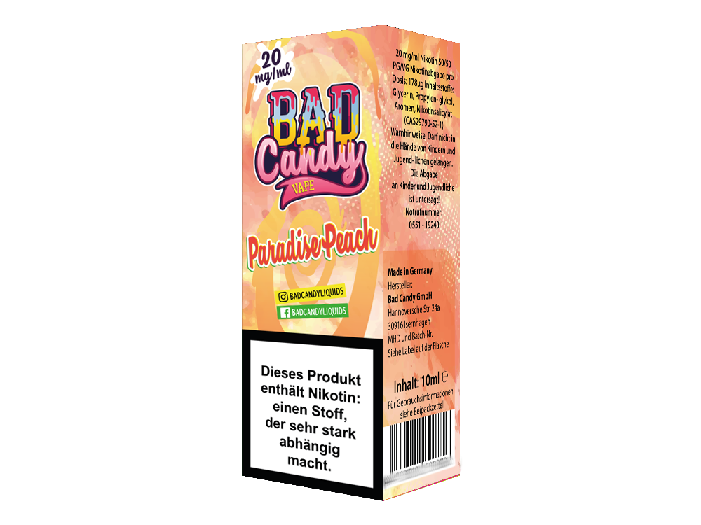 Bad Candy Liquids - Paradise Peach - Nikotinsalz Liquid 10ml