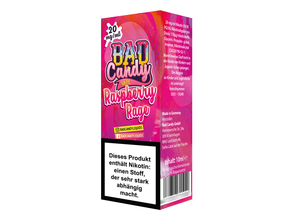 Bad Candy Liquids - Raspberry Rage - Nikotinsalz Liquid 10ml