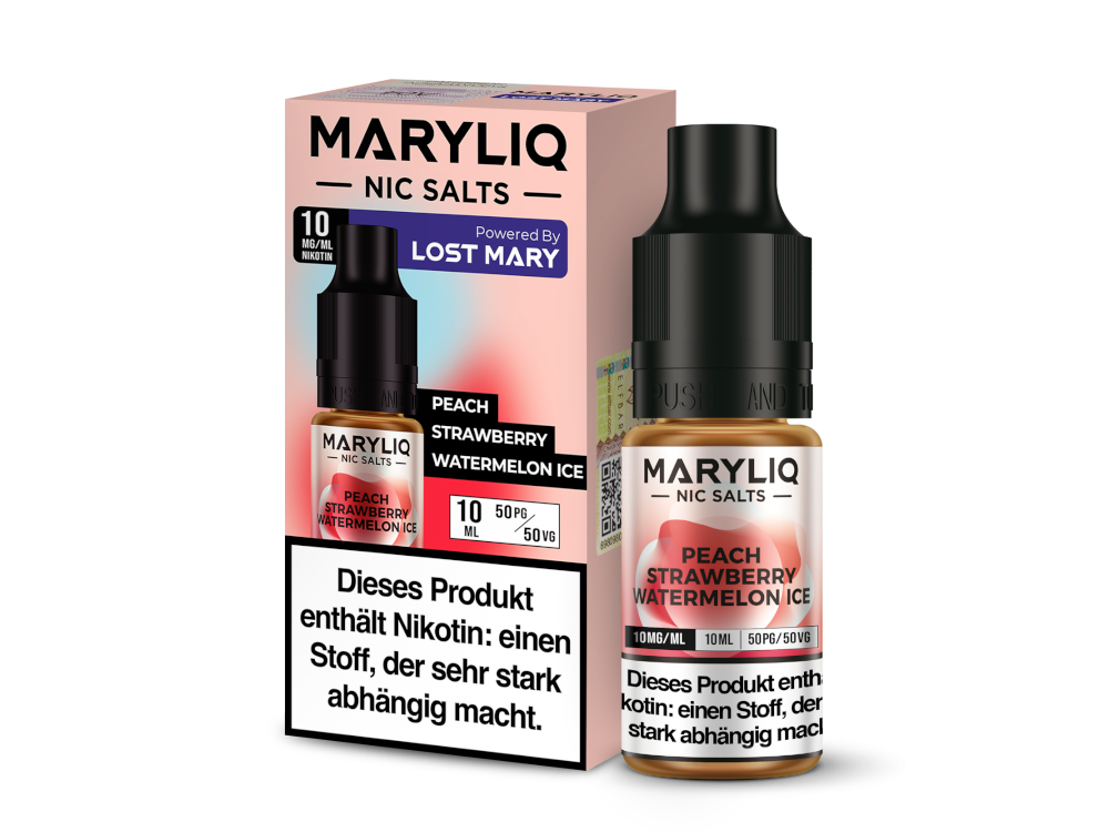 MARYLIQ - Nikotinsalz Liquid 10ml - Peach Strawberry Watermelon Ice