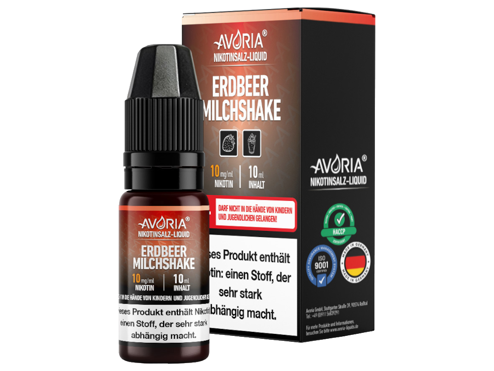 Avoria - Nikotinsalz Liquid 10ml - Erdbeer-Milchshake