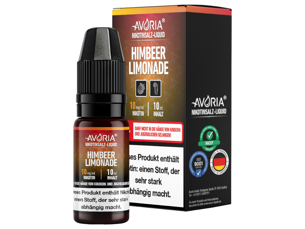 Avoria - Nikotinsalz Liquid 10ml - Himbeer-Limonade